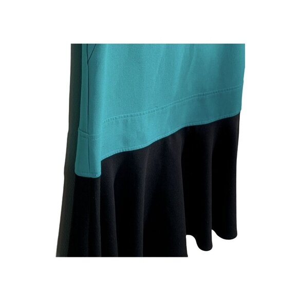 Loft Colorblock Sleeveless Mini Dress Green Black Size 2 Work Casual - Picture 7 of 7